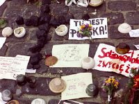 Warschau Poland, Warschau, 1984, Solidarity on the street showing Hitler and Stalin as friends