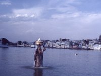 India 1987 Woman standing in Pichola lake, Udaipur