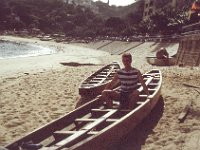 China 1988 Frank in boat, Repulse Bay on Hong Kong Island, Hong Kong
