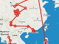 Route Route China-Philippijnen-Thailand-Maleisie. A 4 month trip in 1988.