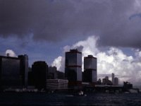 China 1988  Hong Kong first stop, a mix of east and west. Victoria Harbor Kowloon.