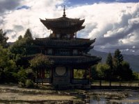 China 1988  Pavilion standing by the tranquil Black Dragon Pool