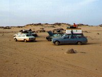 Sahara 1991  Algeria, piste, what a night! To the right an Austrian in his bed.