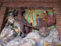Oslo, city hall, outside, depictions of motifs from the Poetic Edda