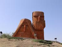 We Are Our Mountains (Armenian: Մենք ենք մեր լեռները, romanized: Menk' enk' mer leṙnerə) is a large monument north of Stepanakert, the capital city of the Republic of Artsakh. depicting a man and a woman