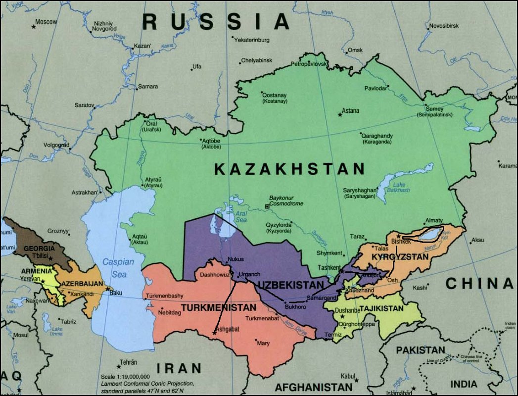 central asia political map-sabatical